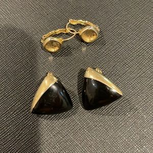 2 pair of Monet earrings for unpiercrd ears. Gold.